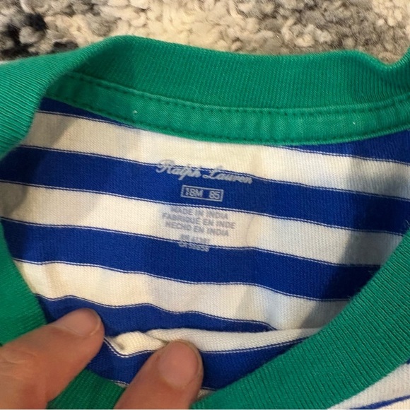 Ralph Lauren Baby Navy & Burgundy Sweatshirt Striped Blue & White Tee 18 month - Picture 5 of 5